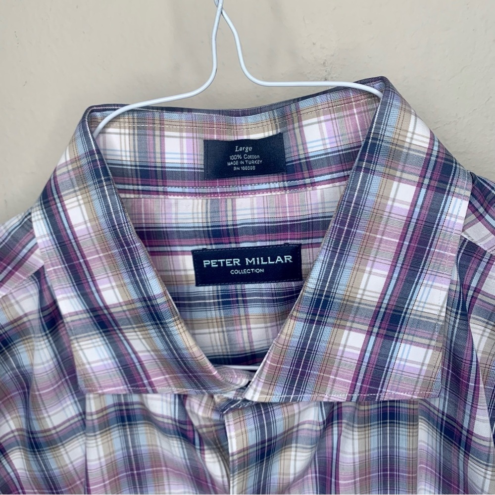 PETER MILLAR Collection Plaid Button Down Dress Shirt Cotton Size Large - Picture 9 of 16